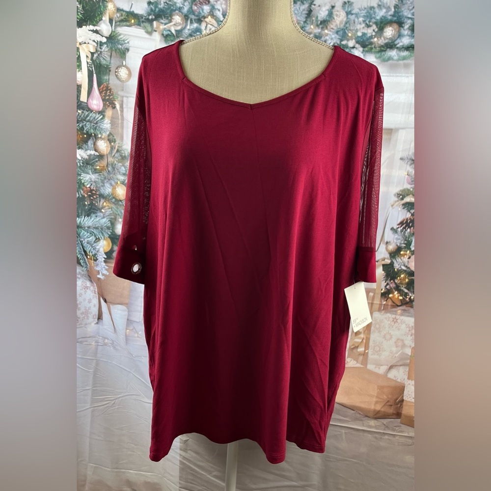 89TH Madison Size:2X Women Short Sleeve Top Chianti